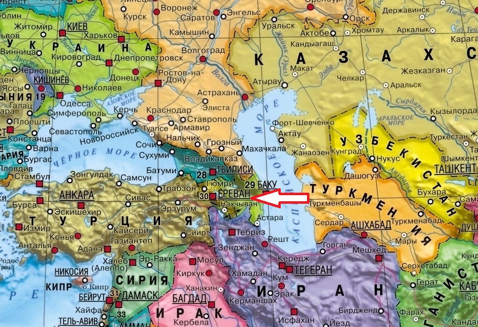 Карта мира армения где находится