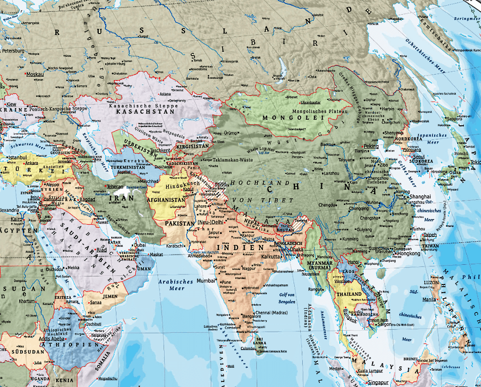 Asien Karte mit Ländern