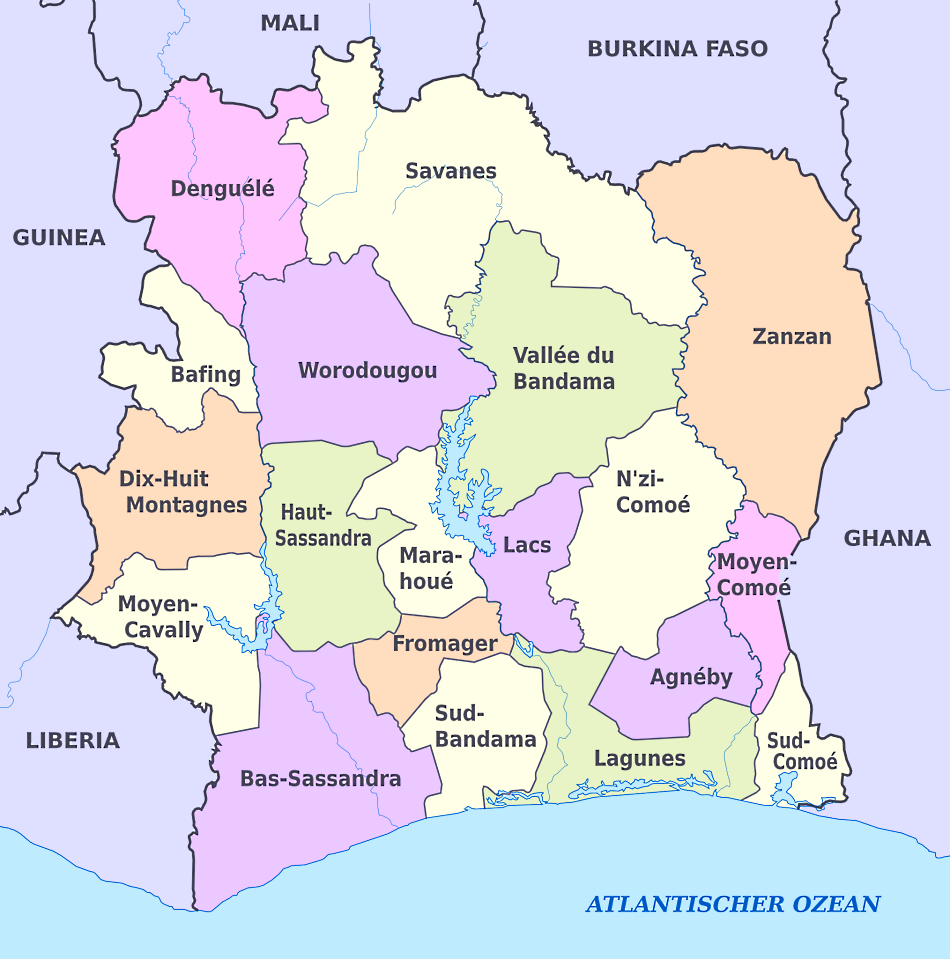 Karte von Elfenbeinkuste