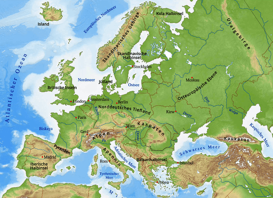 Europa Karte geographisch