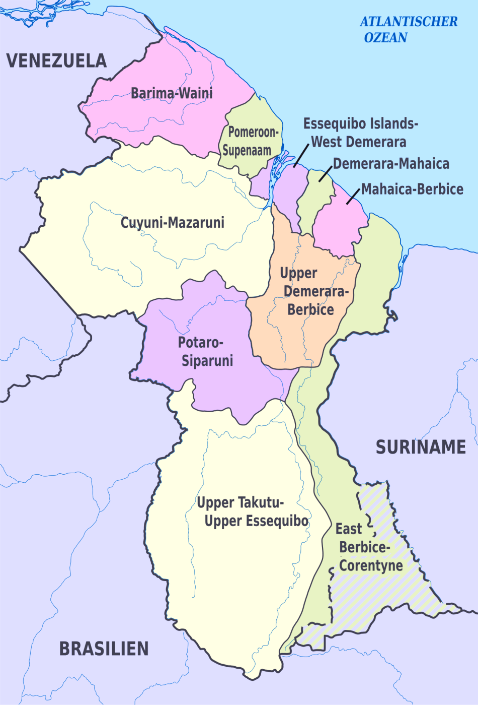 Karte von Guyana