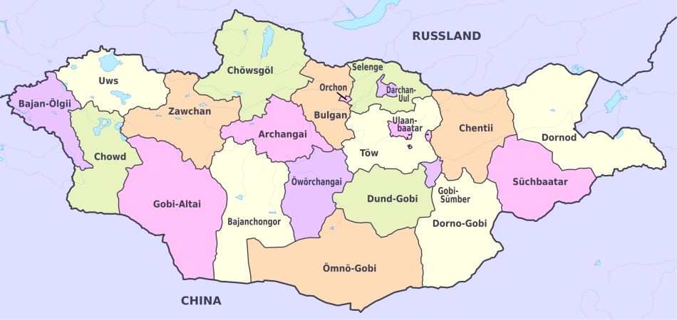 Karte von Mongolei - online und kostenlose