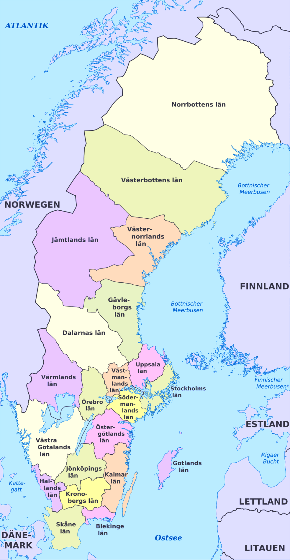 Karte von Schweden - online und kostenlose