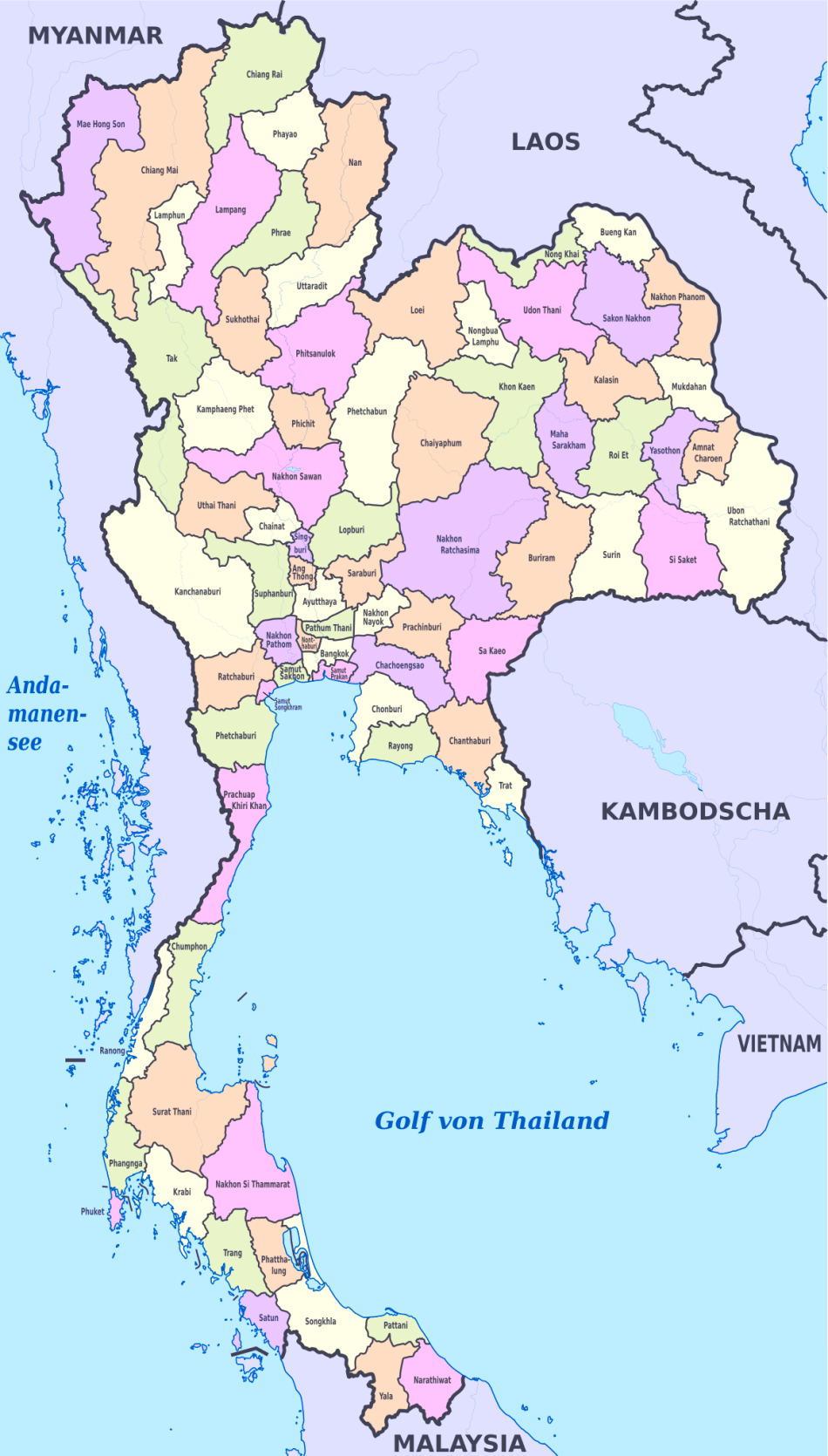 Karte von Thailand / Thailand karte online / Wissenswertes