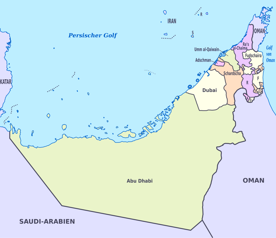 Karte von VAE / Vereinigten Arabischen Emirate karte online / Wissenswertes