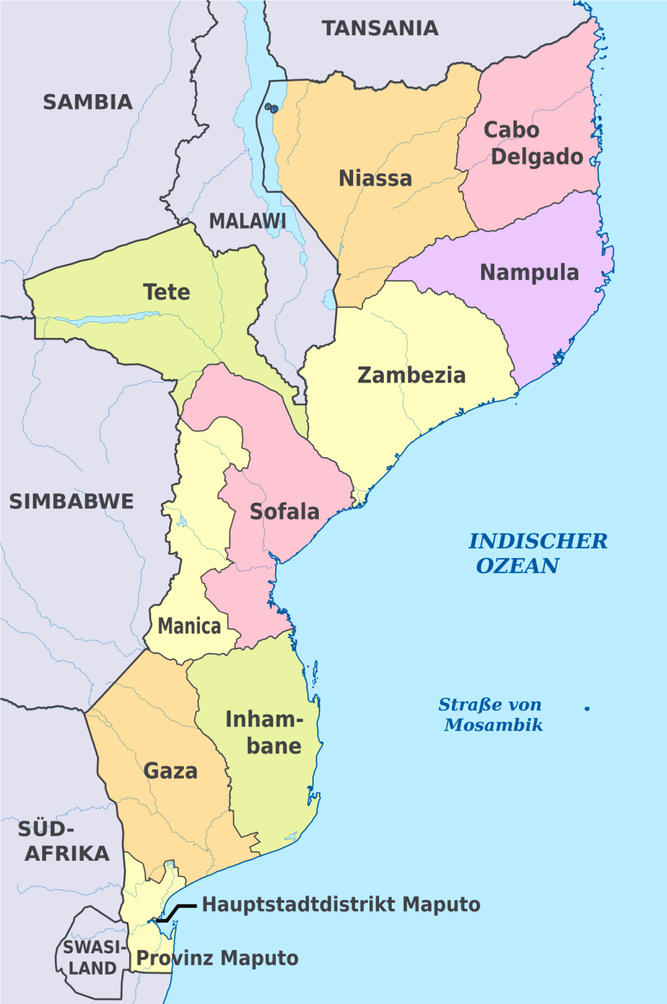 Karte von Mosambik