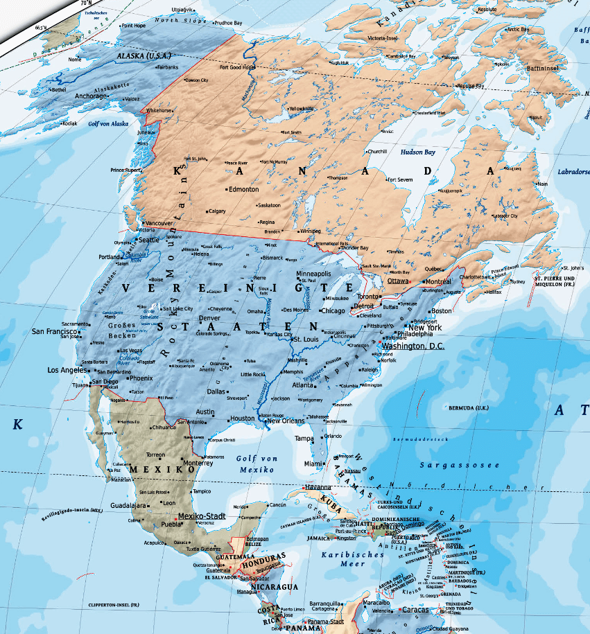 Nordamerika Karte