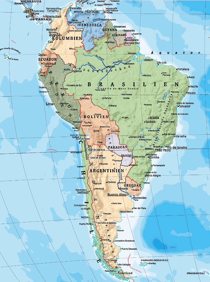 Südamerika Karte