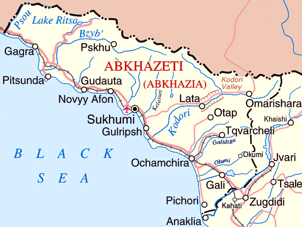 Abchasien Karte mit Städten