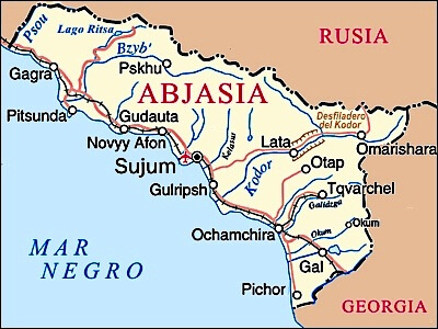 Mapa de Abjasia con ciudades