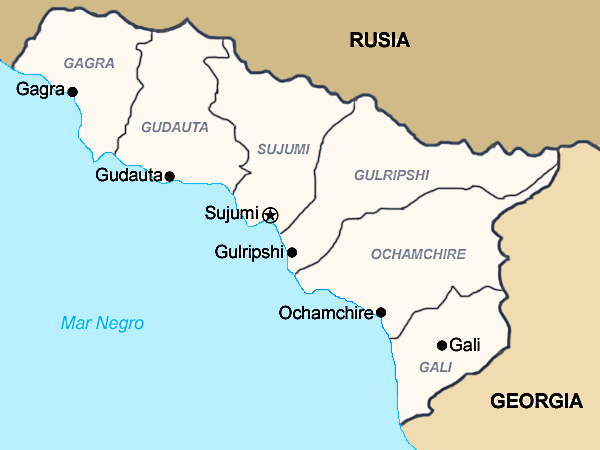 Mapa político de Abjasia