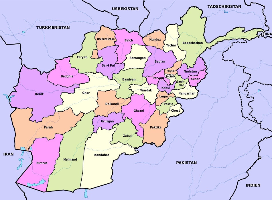 Mapa de Afganistán con provincias