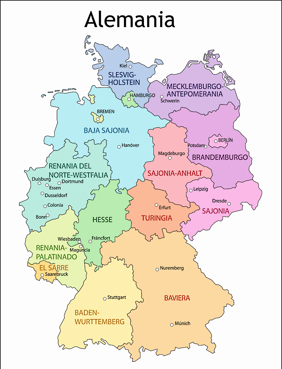 Mapa de Alemania - Estados federales de Alemania
