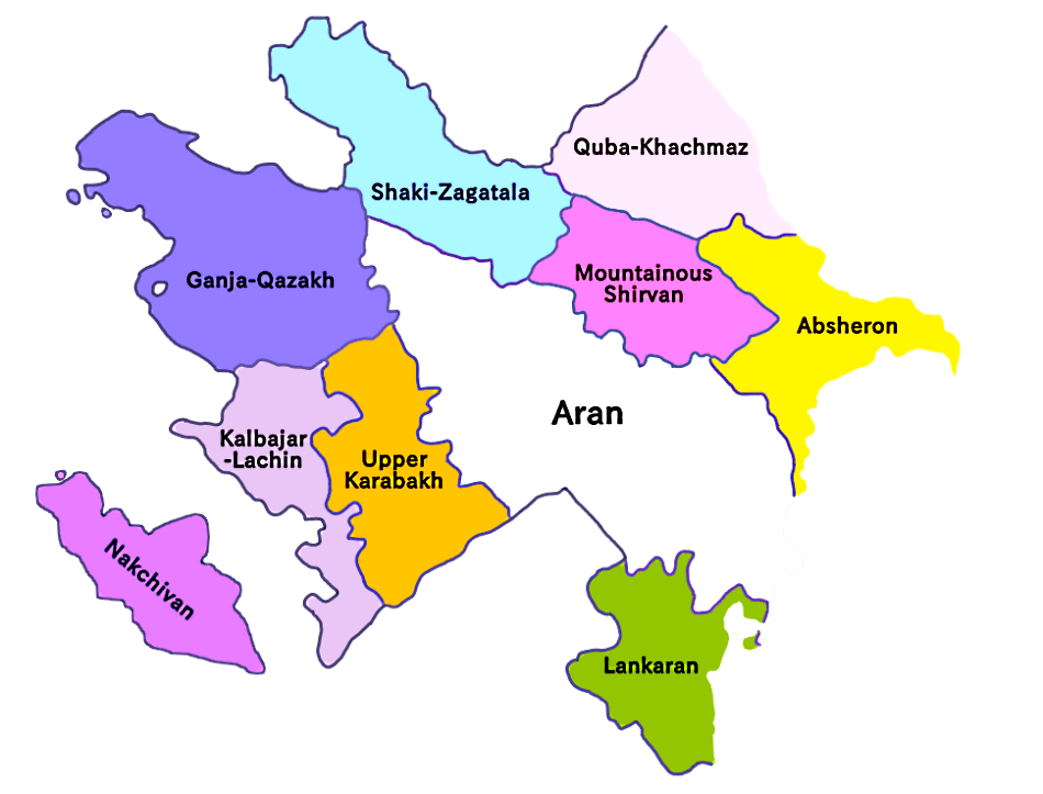 Mapa de Azerbaiyán con áreas