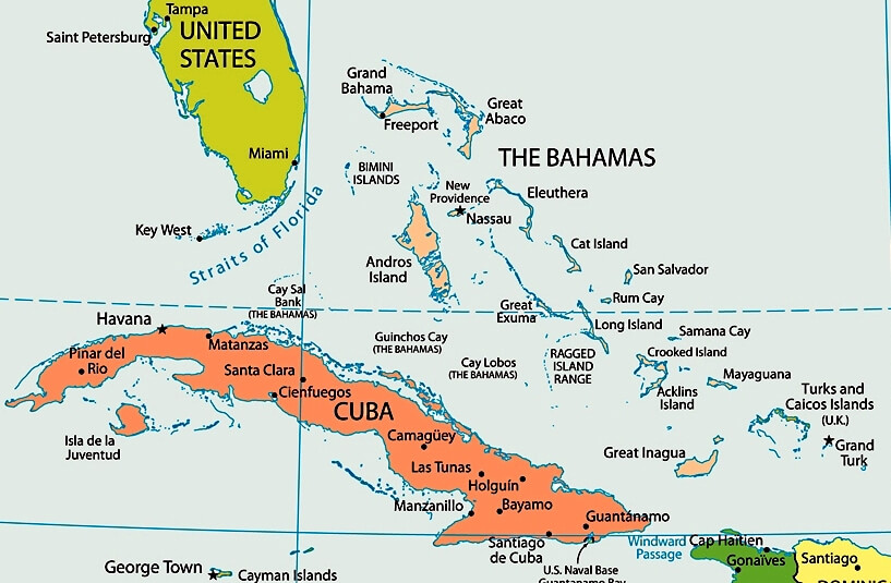Mapa de Bahamas