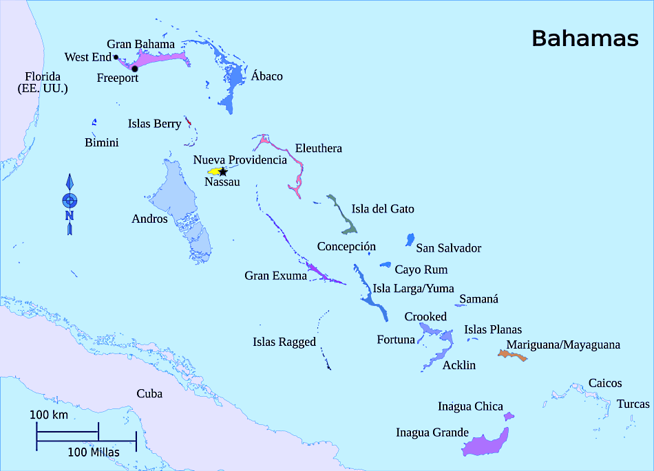 Mapa de las Bahamas