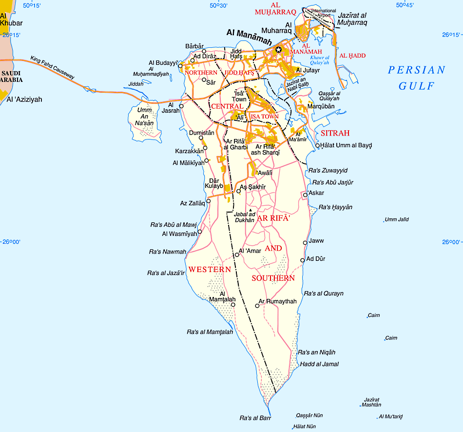 Mapa de Bahréin con ciudades