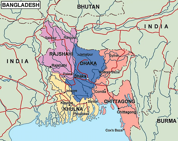 Mapa de Bangladesh