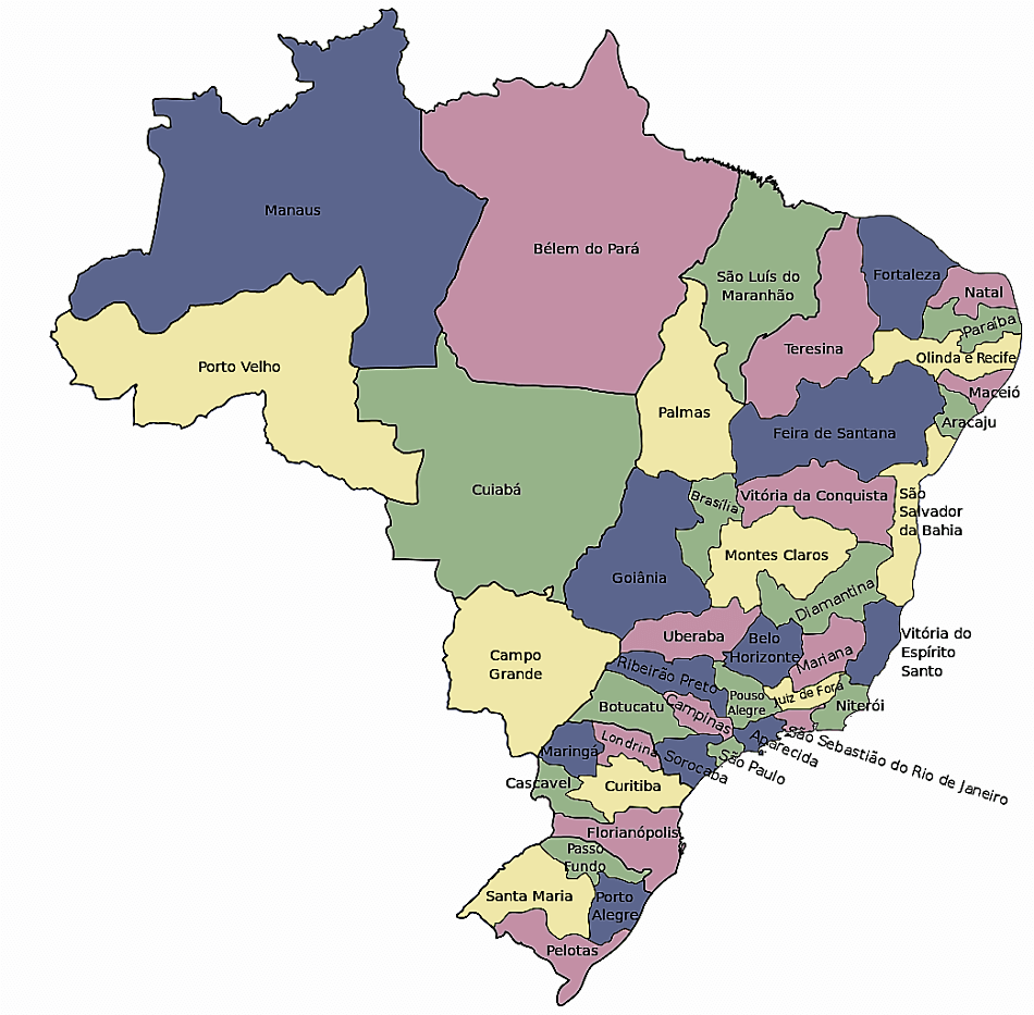 Mapa de Brasil con los Estados en español