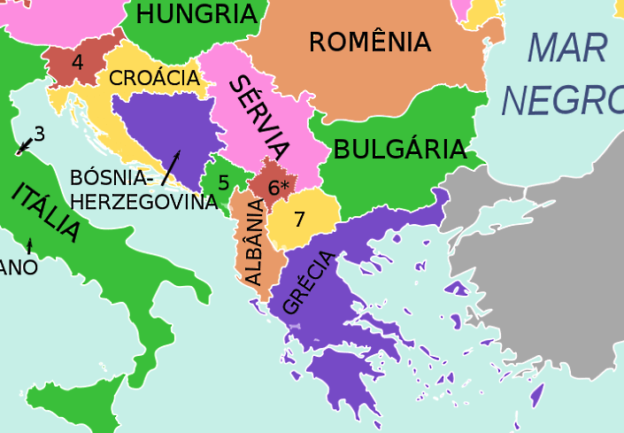 Mapa de Bulgaria con los países vecinos