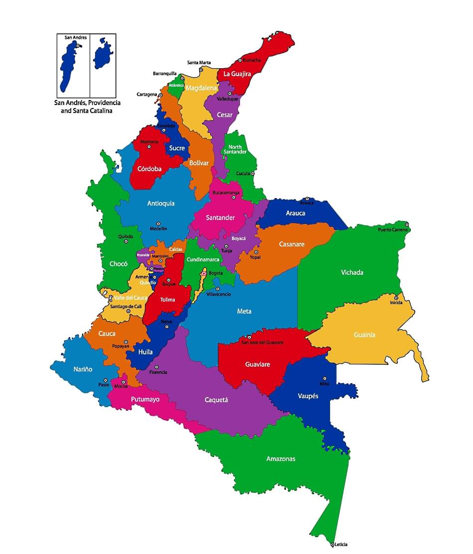 Mapa de Departamentos de Colombia