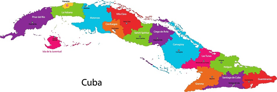 Mapa de Cuba con provincias