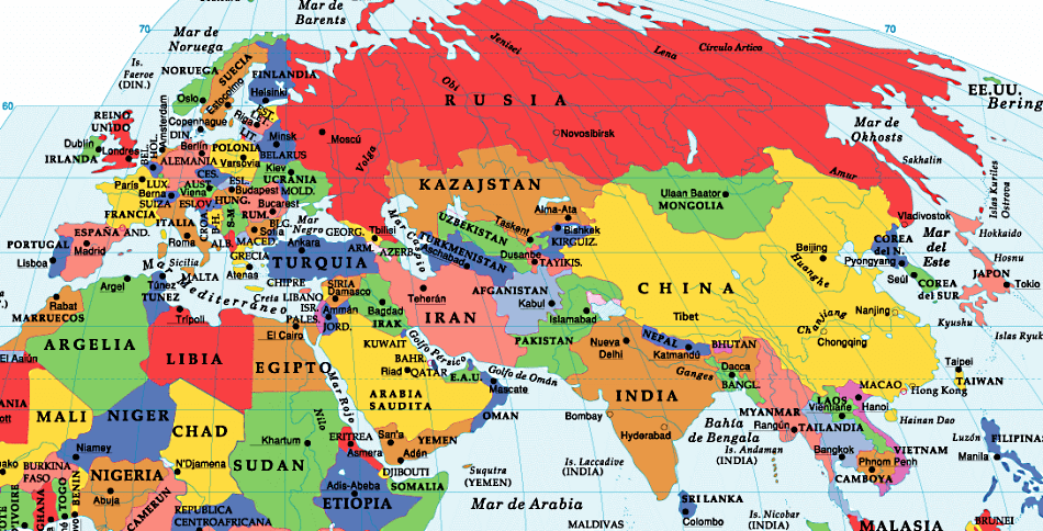 Mapa de Europa y Asia