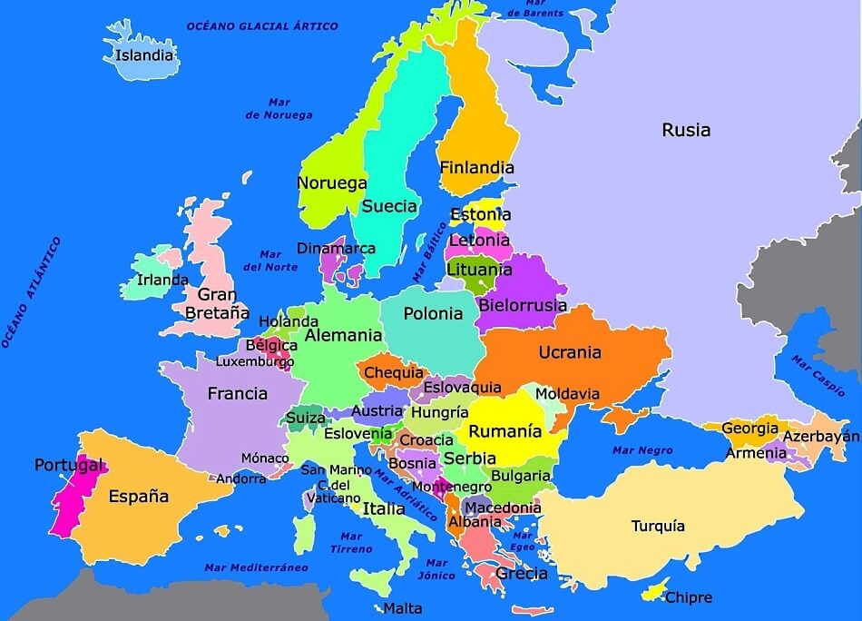 Mapa de Europa con países