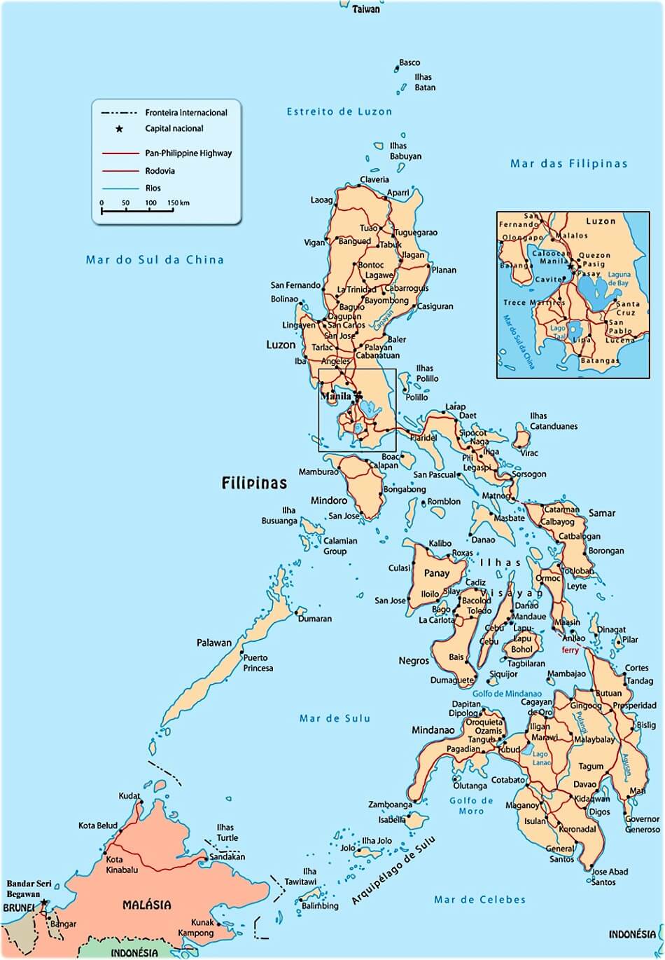 Mapa de las islas Filipinas con ciudades