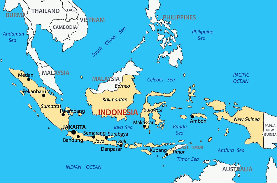 Mapa de Indonesia en Inglés