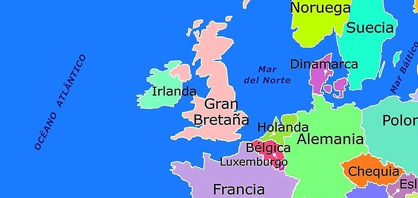 Mapa de Irlanda y Reino Unido