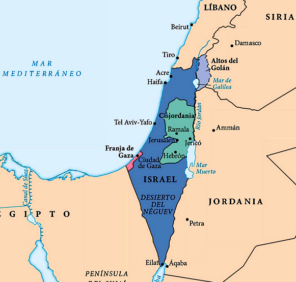 Mapa de Israel con ciudades