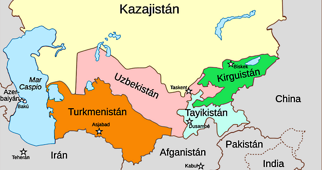 Mapa de Kirguistán con países fronterizos