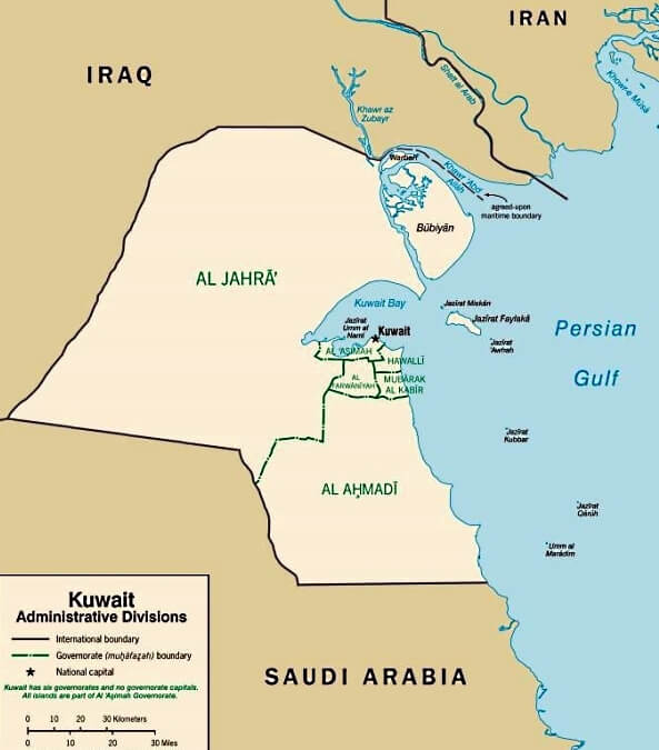 Mapa de Kuwait con provincias