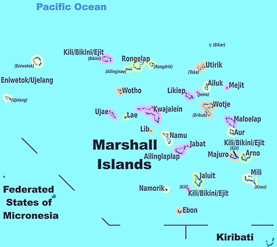 Mapa de las islas Marshall