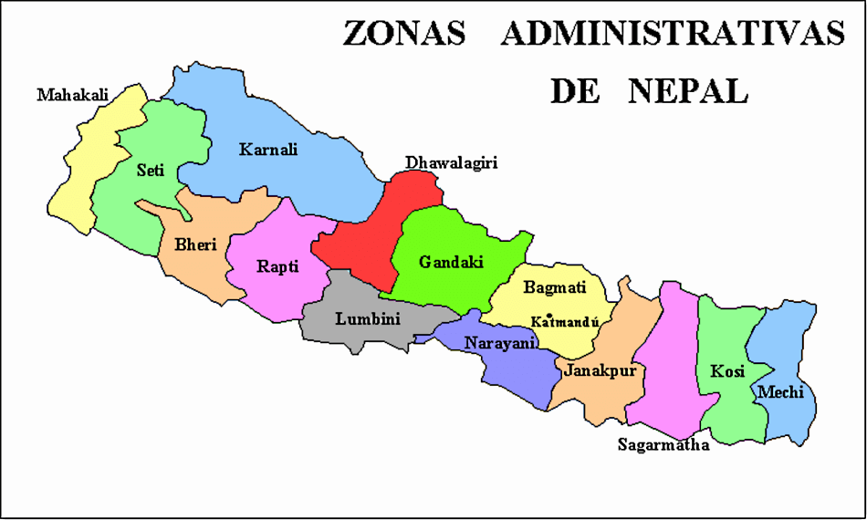 Mapa de Nepal con provincias