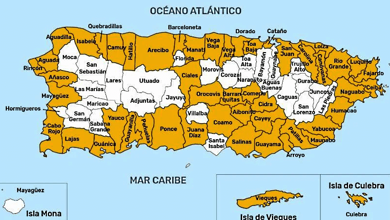 Mapa de la isla de Puerto Rico