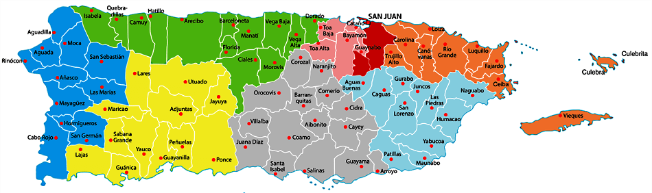 Mapa de Puerto Rico con municipios