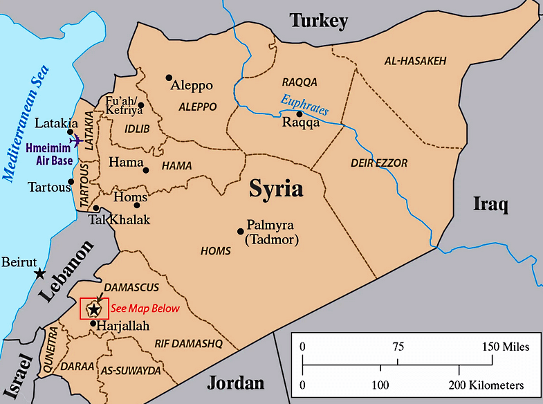 Mapa de Siria con provincias