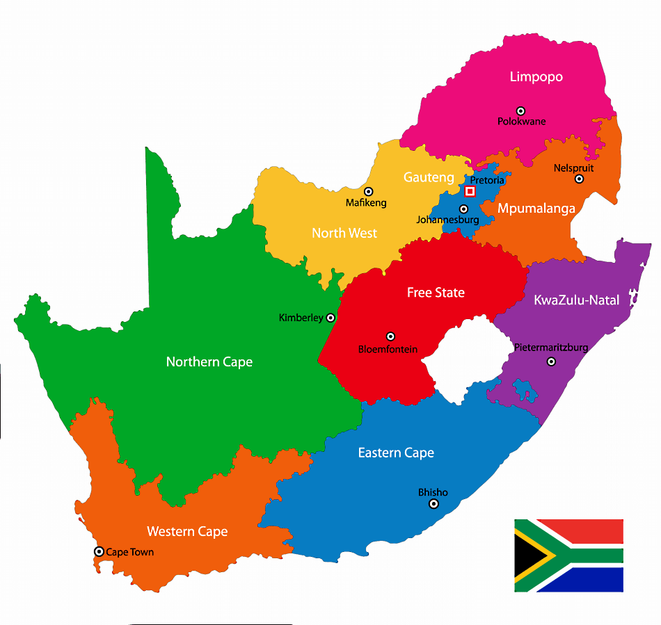  Mapa de Sudafrica con ciudades