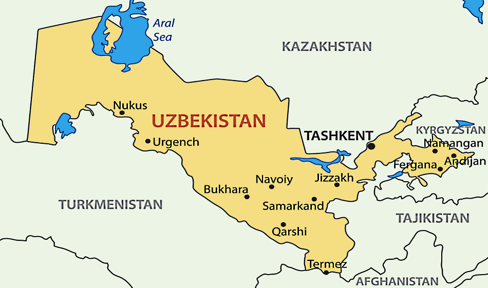 Mapa de Uzbekistán