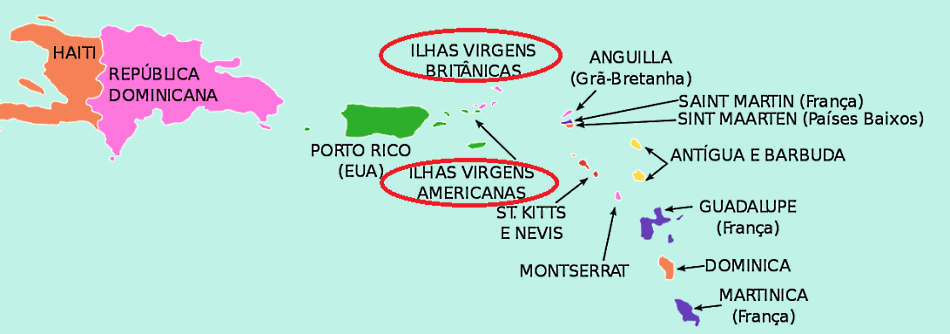 Mapa de las islas Vírgenes