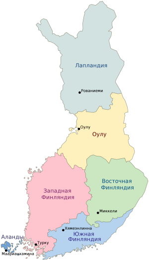Карта Финляндии по регионам