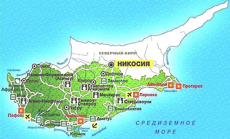 Расположение Кипра на интерактивной карте мира