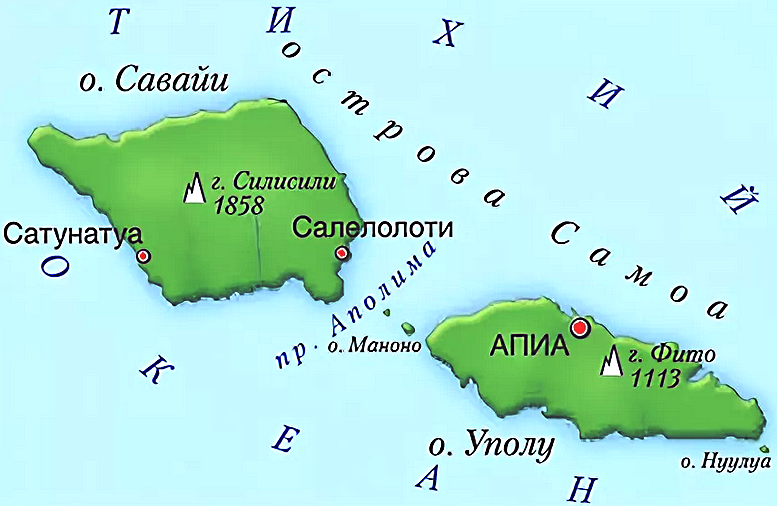Карта Островов Самоа