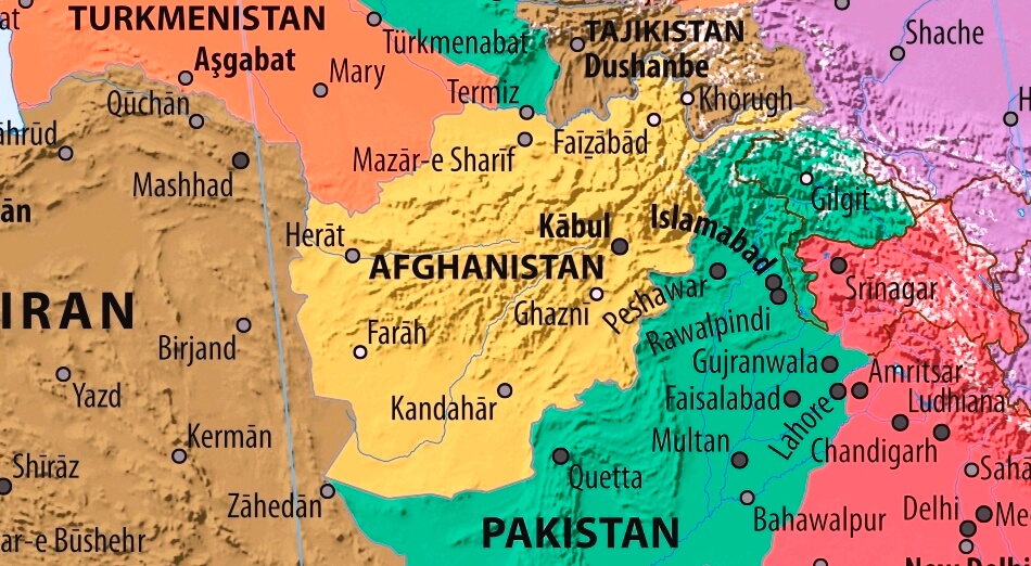 Map of Afganistan in english (Карта Афганистана на английском языке с городами)