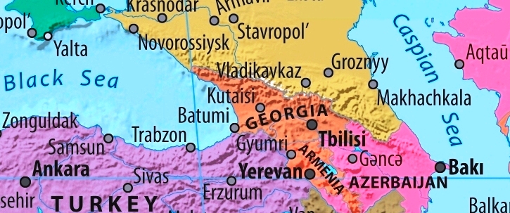 Armênia mapa em inglês