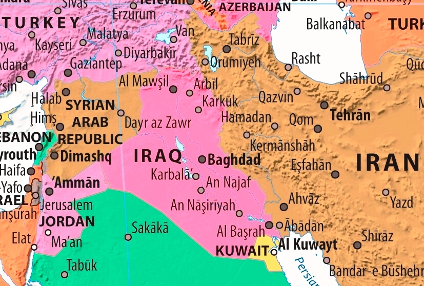 Map of Iraq in english (Карта Ирака на английском языке с городами)