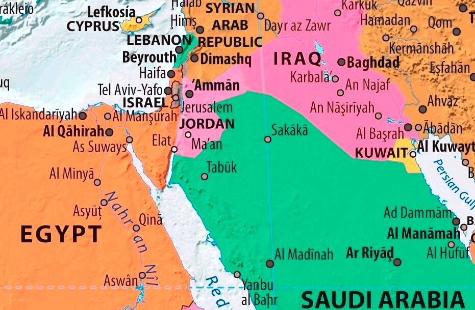 Map of Jordan in english (Карта Иордании на английском языке)