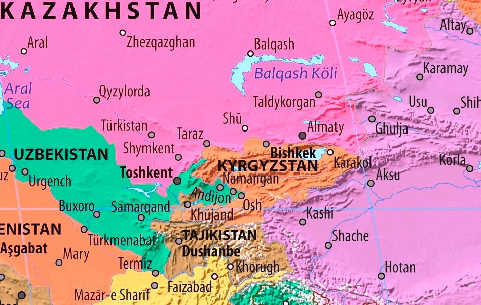 Map of Kergyzstan in english (Карта Кыргызстана на английском языке)